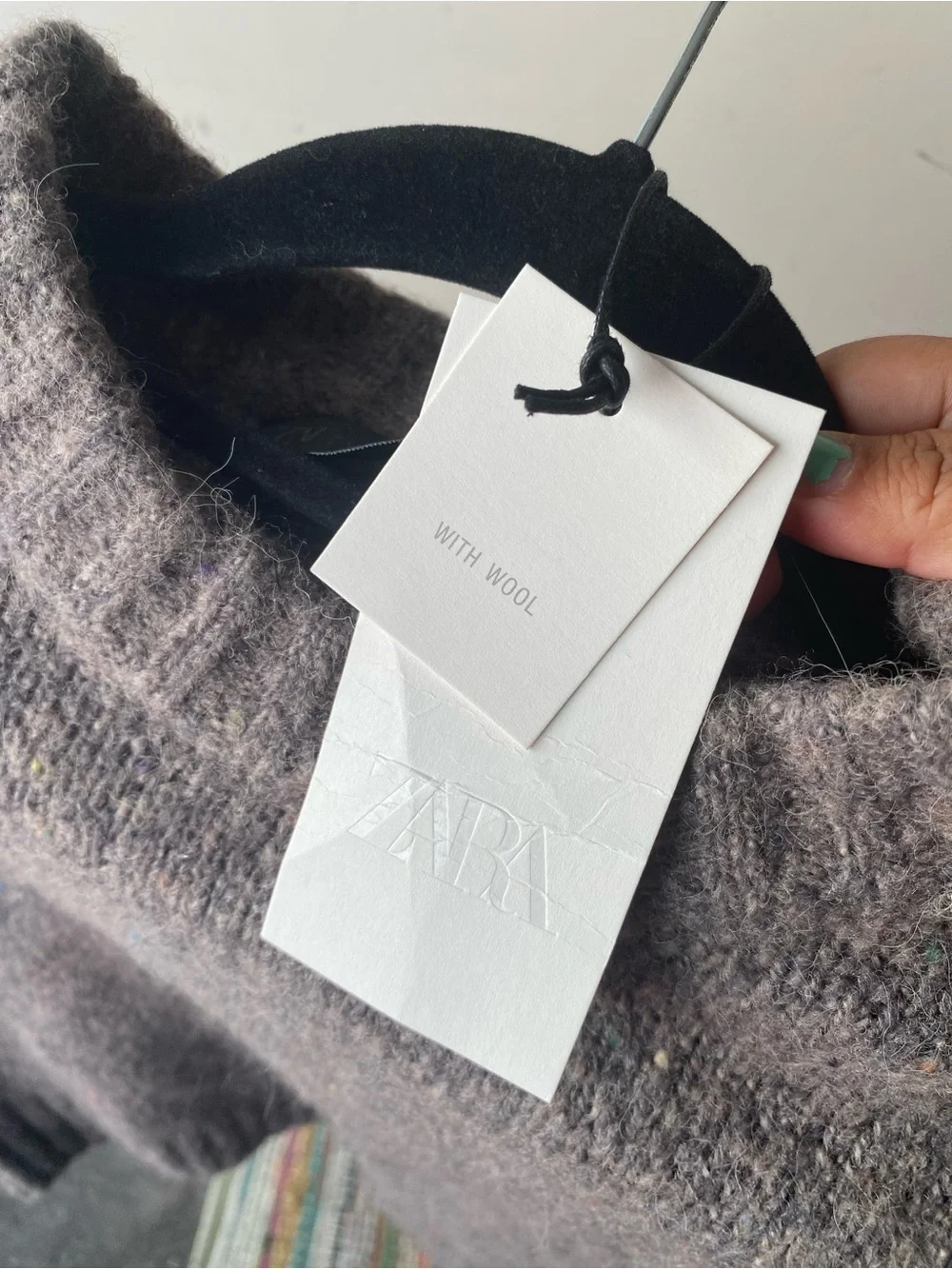 NWT• Zara Grey Flecked Wool Blend Short Sleeve Sweater Small Dark Academia